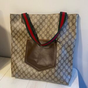 Adorable Upcycled Gucci Beige and Brown Monogram Bag